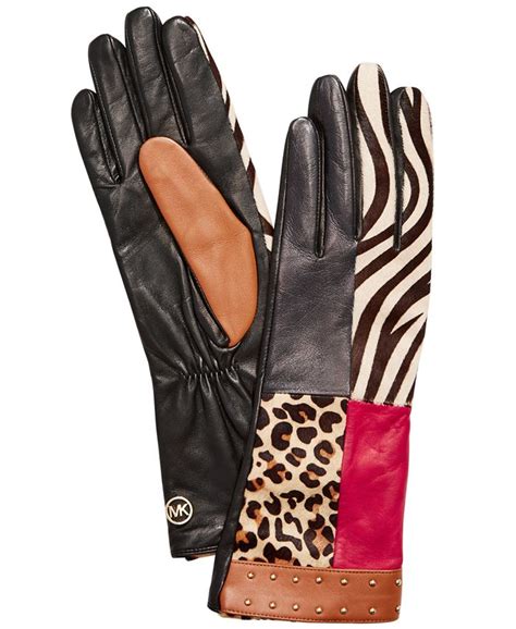 michael kors haircalf patchwork leather gloves|Leather Opera Gloves .